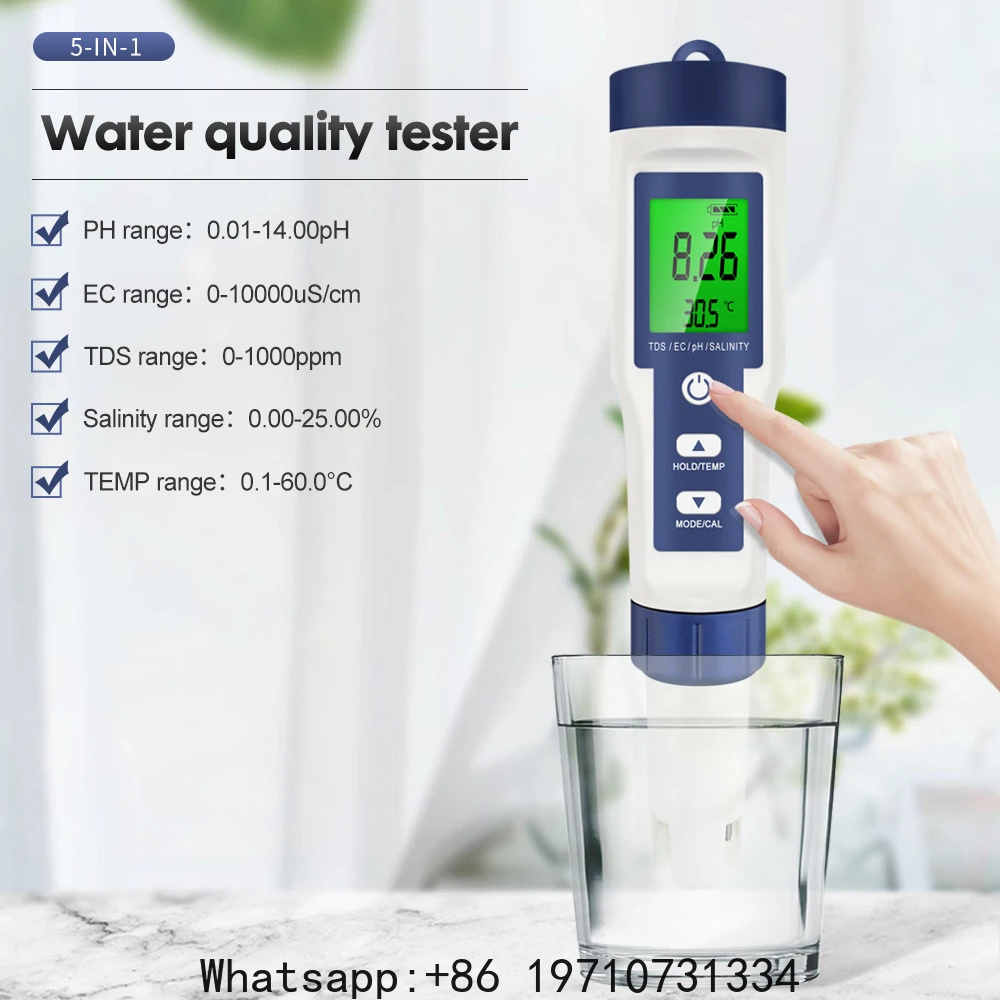 Water Testing Kit - 5 in 1 디지털 PH 측정기